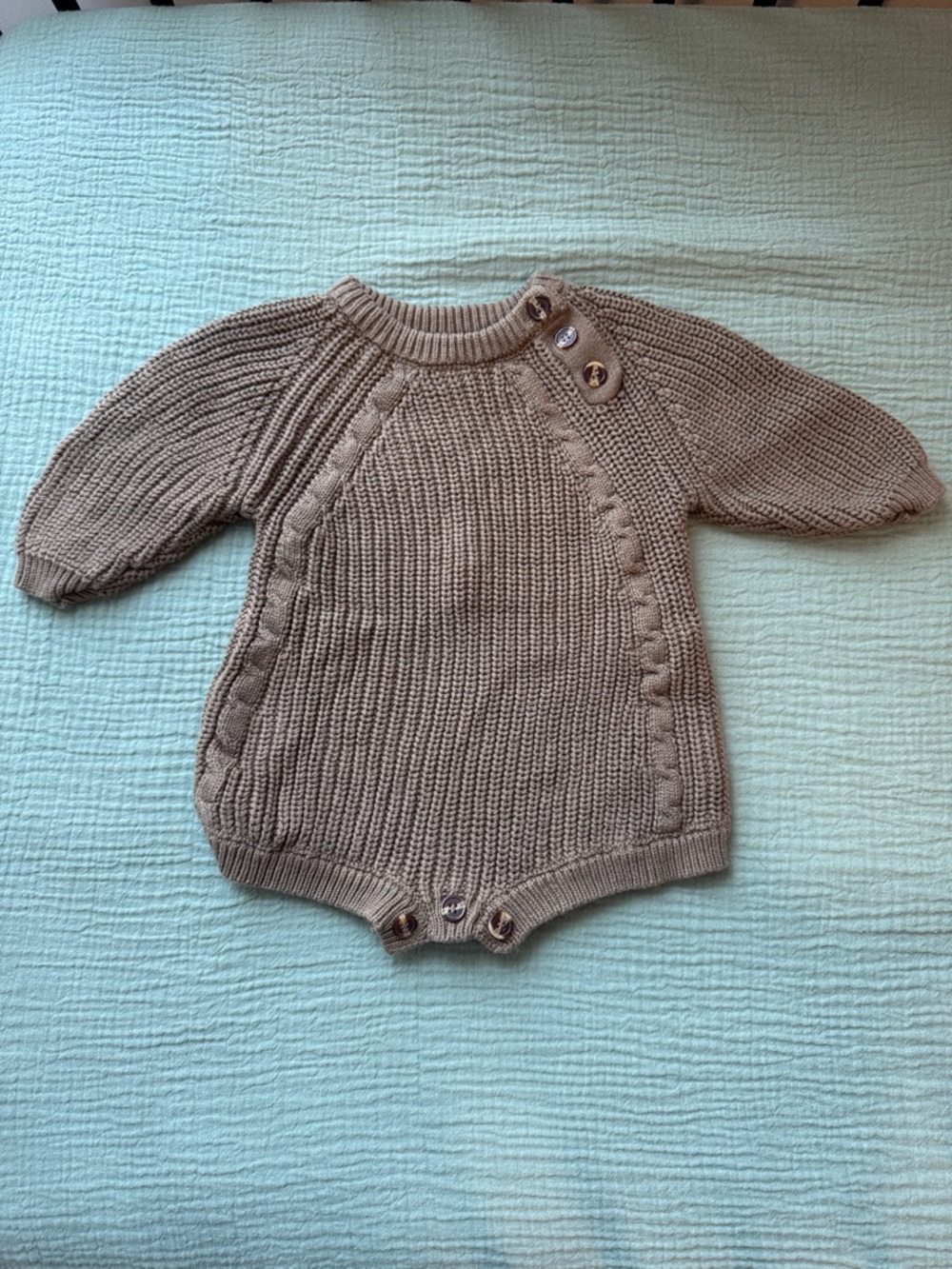 Classic Knit Baby One-Piece Bodysuit in Taupe